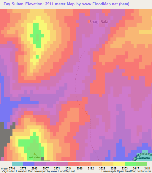 Zay Sultan,Afghanistan Elevation Map