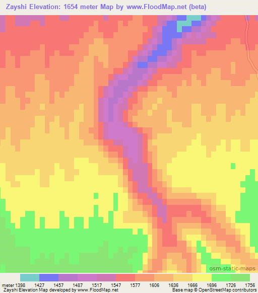 Zayshi,Afghanistan Elevation Map
