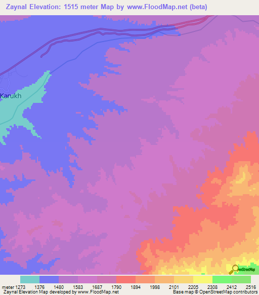 Zaynal,Afghanistan Elevation Map