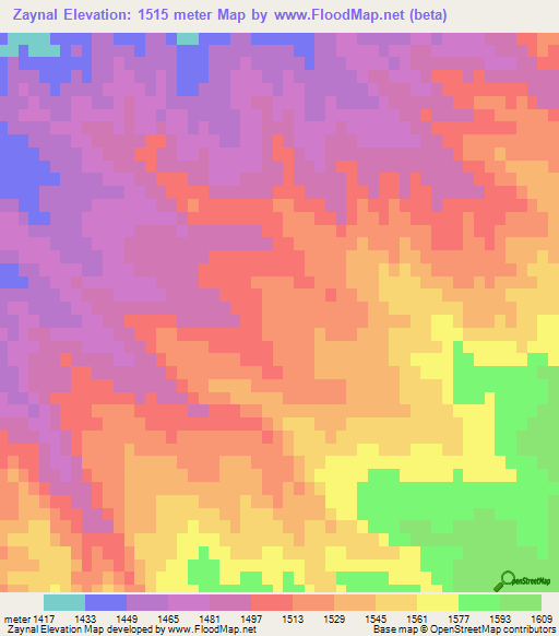 Zaynal,Afghanistan Elevation Map