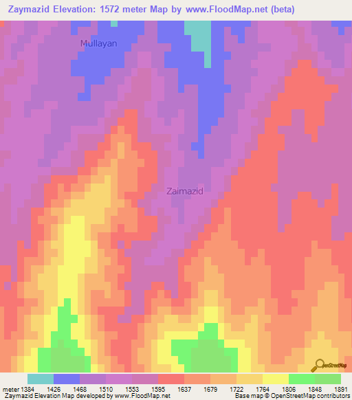 Zaymazid,Afghanistan Elevation Map