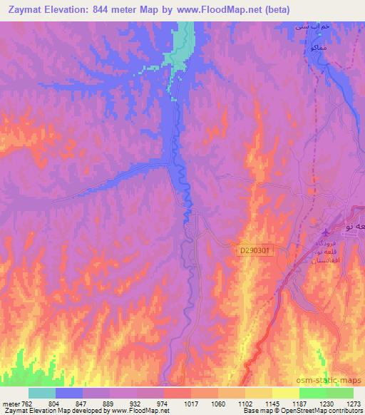 Zaymat,Afghanistan Elevation Map