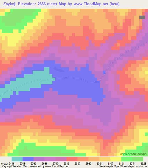 Zaykoji,Afghanistan Elevation Map