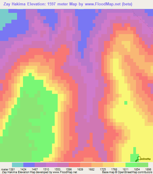 Zay Hakima,Afghanistan Elevation Map