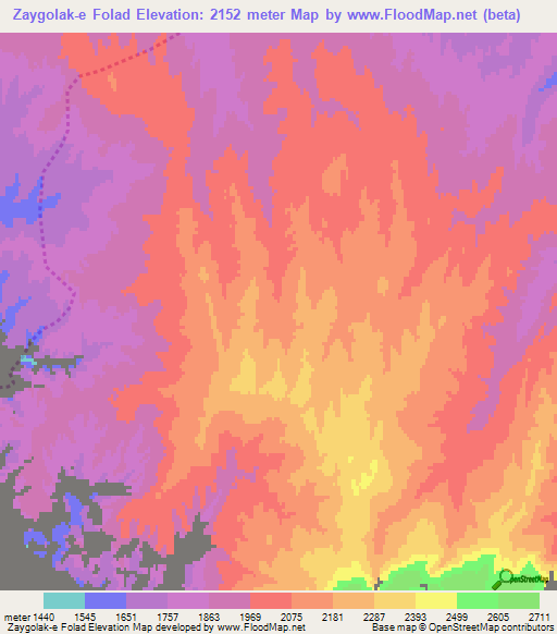 Zaygolak-e Folad,Afghanistan Elevation Map