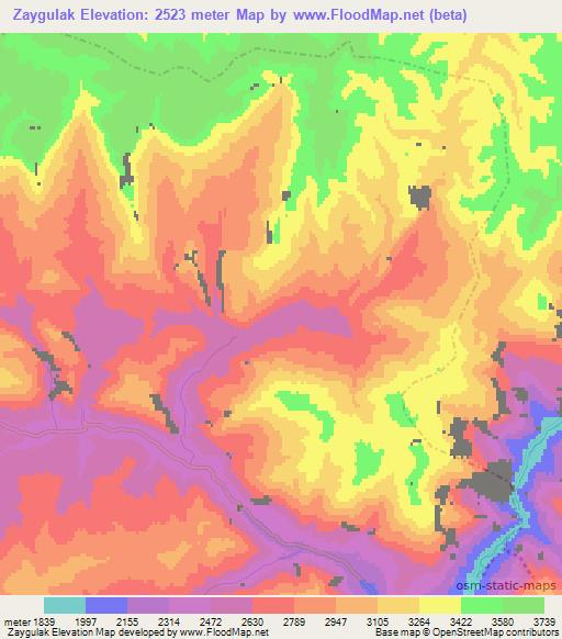 Zaygulak,Afghanistan Elevation Map