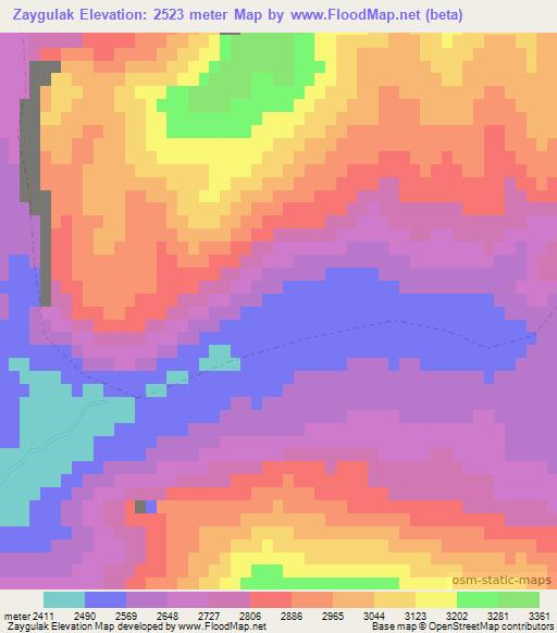 Zaygulak,Afghanistan Elevation Map