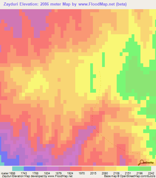 Zayduri,Afghanistan Elevation Map