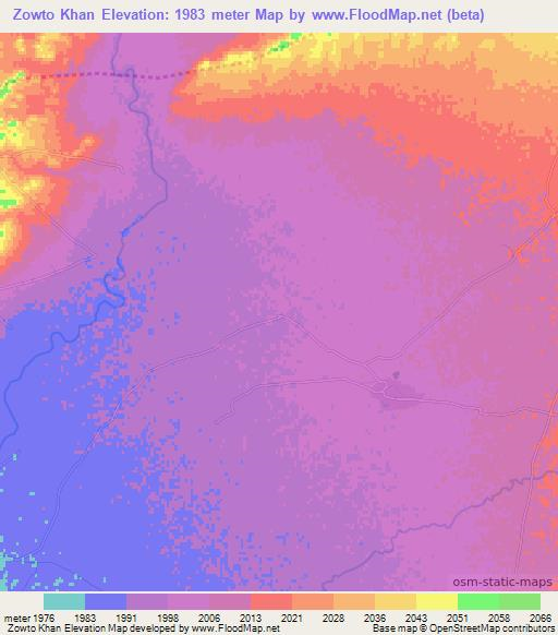 Zowto Khan,Afghanistan Elevation Map
