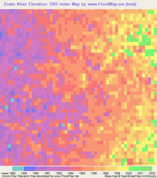 Zowto Khan,Afghanistan Elevation Map