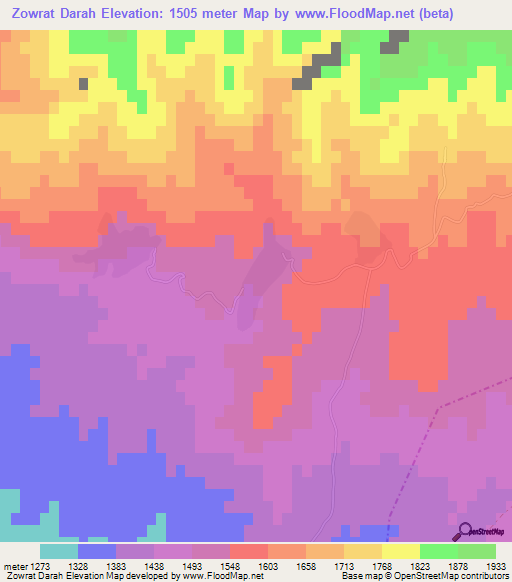 Zowrat Darah,Afghanistan Elevation Map
