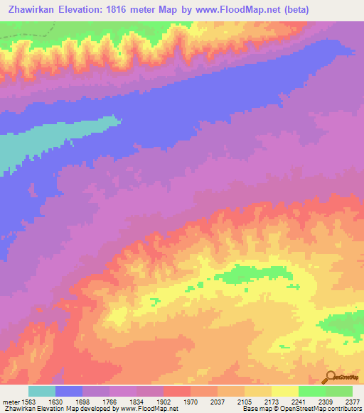 Zhawirkan,Afghanistan Elevation Map