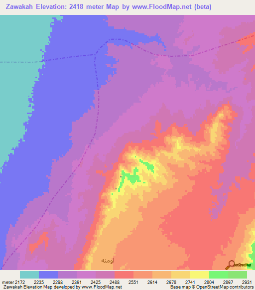 Zawakah,Afghanistan Elevation Map