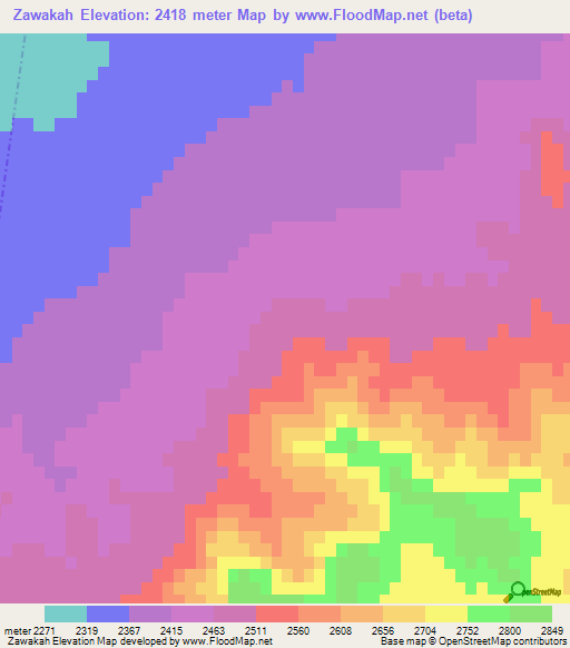 Zawakah,Afghanistan Elevation Map