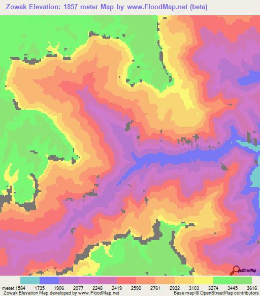 Zowak,Afghanistan Elevation Map