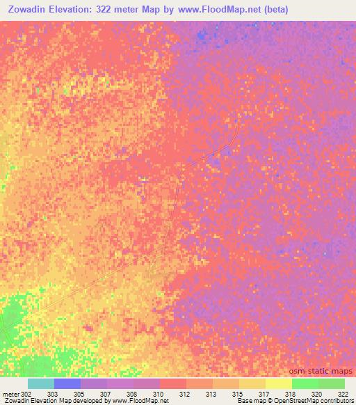 Zowadin,Afghanistan Elevation Map