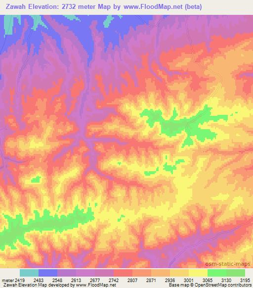 Zawah,Afghanistan Elevation Map