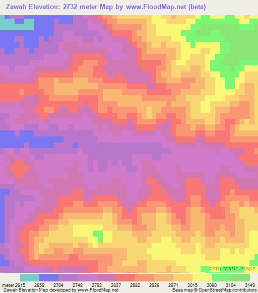 Zawah,Afghanistan Elevation Map