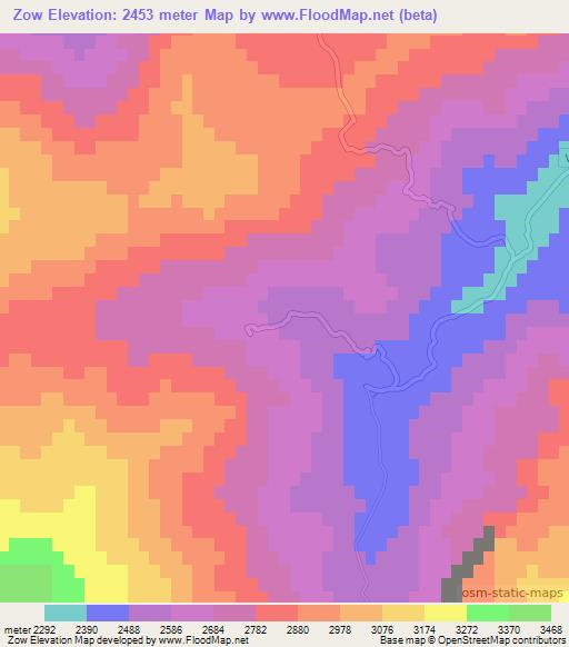 Zow,Afghanistan Elevation Map