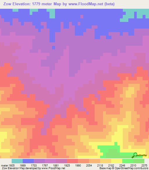 Zow,Afghanistan Elevation Map