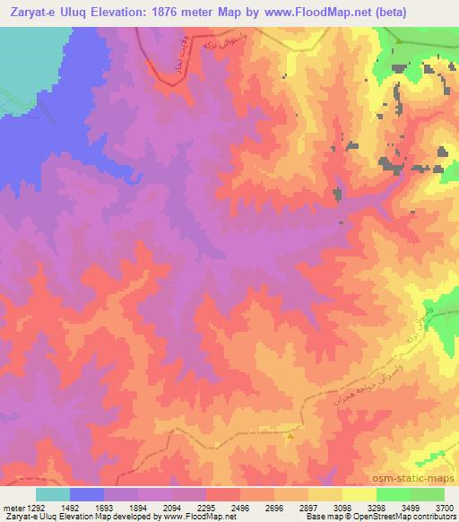 Zaryat-e Uluq,Afghanistan Elevation Map