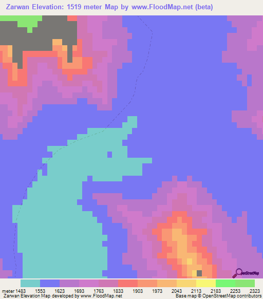 Zarwan,Afghanistan Elevation Map