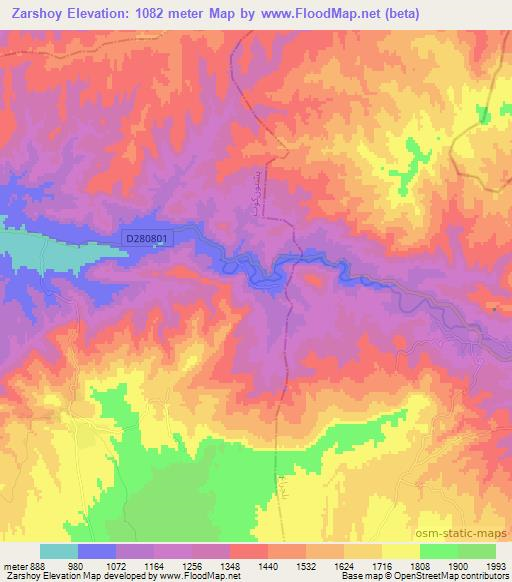 Zarshoy,Afghanistan Elevation Map