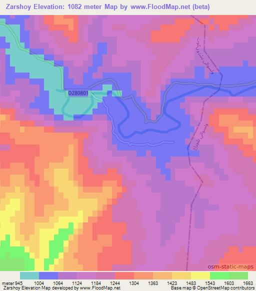 Zarshoy,Afghanistan Elevation Map