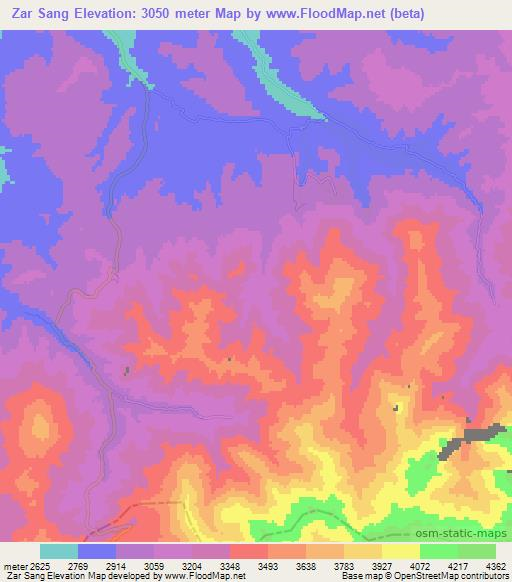 Zar Sang,Afghanistan Elevation Map