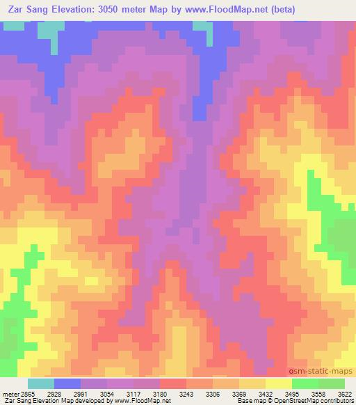 Zar Sang,Afghanistan Elevation Map