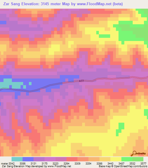 Zar Sang,Afghanistan Elevation Map