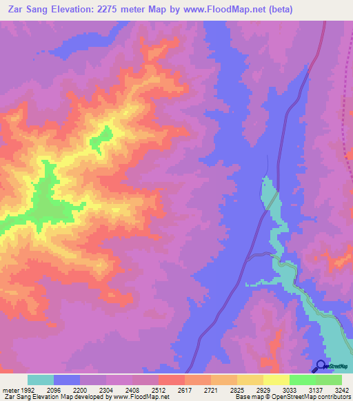 Zar Sang,Afghanistan Elevation Map