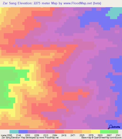Zar Sang,Afghanistan Elevation Map