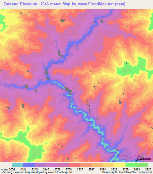 Zarsang,Afghanistan Elevation Map