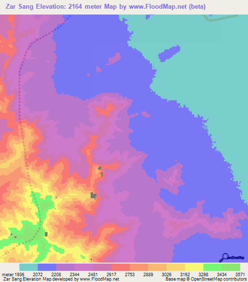 Zar Sang,Afghanistan Elevation Map