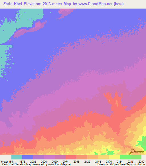 Zarin Khel,Afghanistan Elevation Map