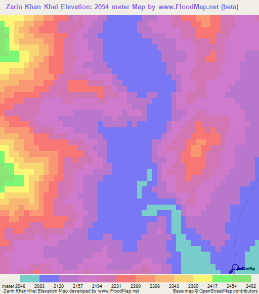 Zarin Khan Khel,Afghanistan Elevation Map