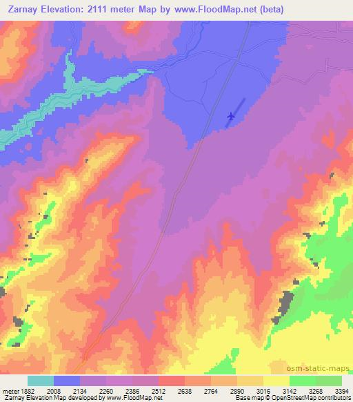 Zarnay,Afghanistan Elevation Map