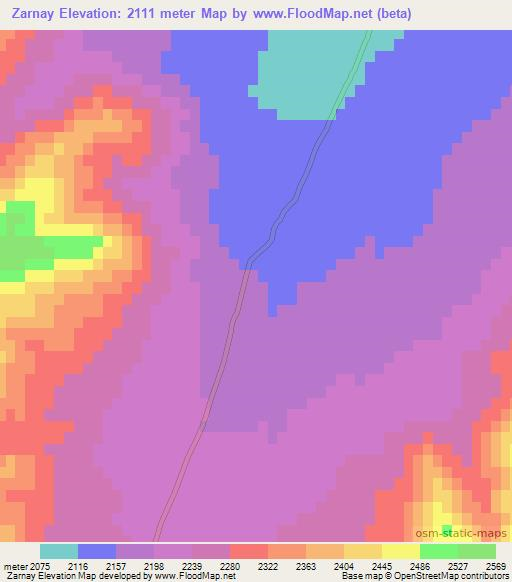 Zarnay,Afghanistan Elevation Map