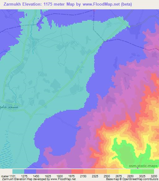Zarmukh,Afghanistan Elevation Map