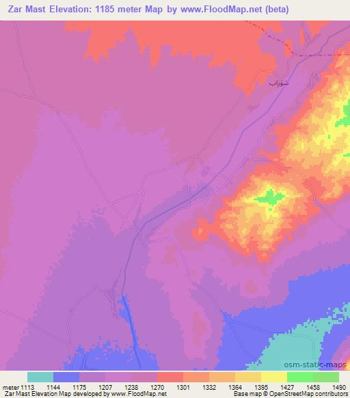 Zar Mast,Afghanistan Elevation Map