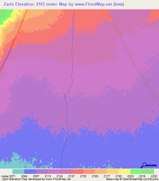 Zarin,Afghanistan Elevation Map