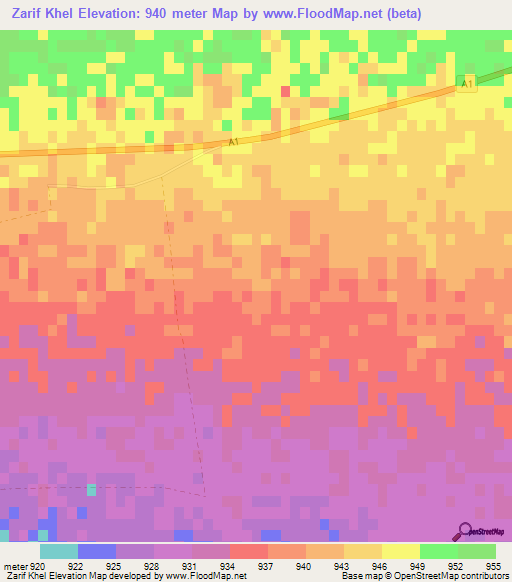 Zarif Khel,Afghanistan Elevation Map