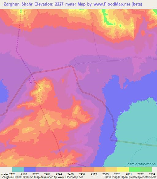 Zarghun Shahr,Afghanistan Elevation Map