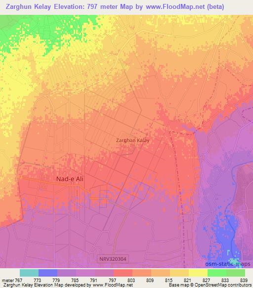 Zarghun Kelay,Afghanistan Elevation Map