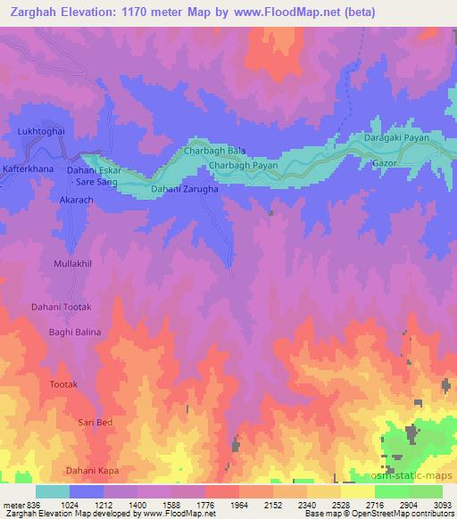 Zarghah,Afghanistan Elevation Map
