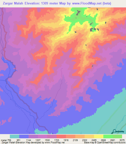 Zargar Malah,Afghanistan Elevation Map
