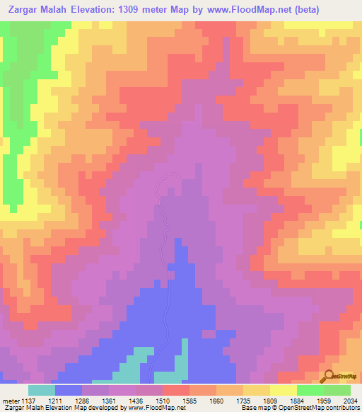 Zargar Malah,Afghanistan Elevation Map