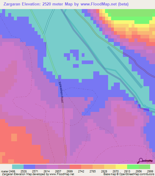Zargaran,Afghanistan Elevation Map