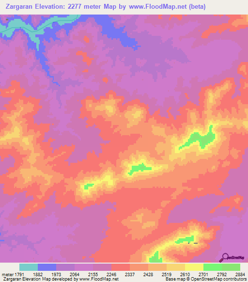 Zargaran,Afghanistan Elevation Map